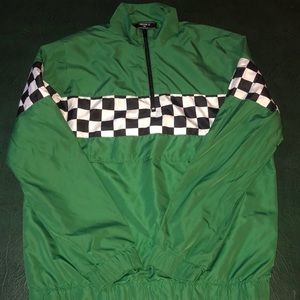 Green and checkered windbreaker